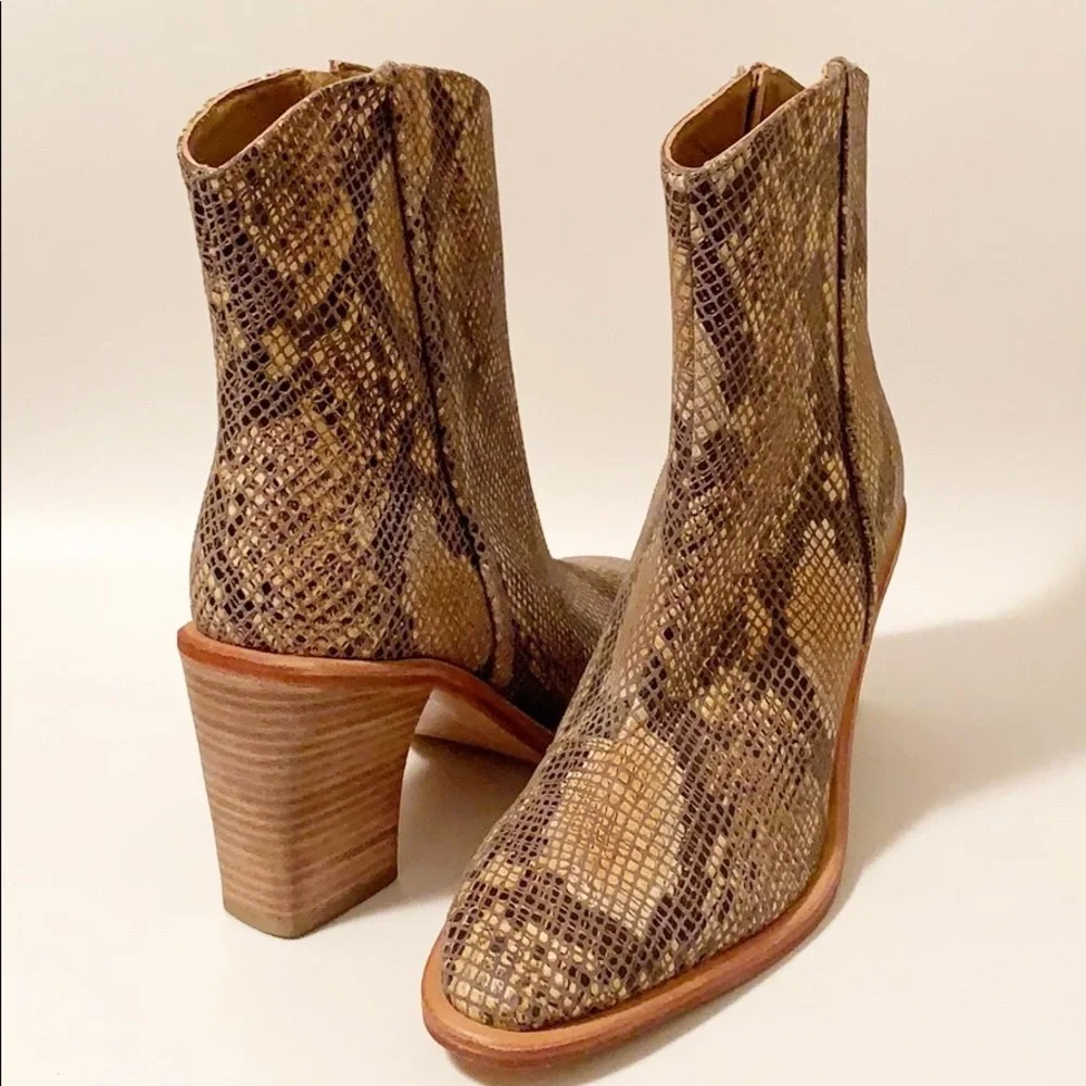 FREE PEOPLE Barclay Leather Snake-Embossed Western Boots 41 (11)